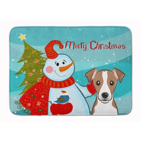 Carolines Treasures Snowman with Jack Russell Terrier Machine Washable Memory Foam Mat BB1880RUG
